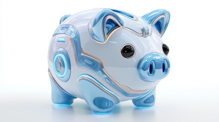 Futuristic 3D Piggy Bank Symbolizing Digital Savings and Fintech Innovation