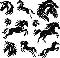 Silhouette horse icon set vector illustration isolated design