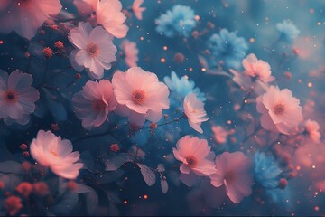 Soft Blurred Y2K Florals Vintage Abstract Floral Background With Light Particles
