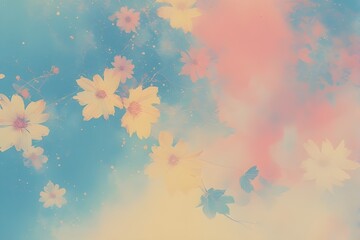 Soft, Blurred Y2K Florals A Vintage Abstract Floral Background with Pastel Hues