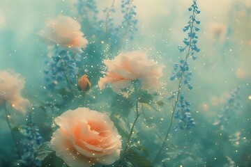 Soft Blurred Y2K Florals Vintage Abstract Floral Background