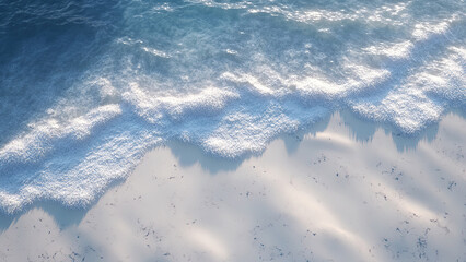 blue sea ​​water waves on beach sand background, foam, splash 