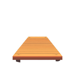 Elevated Wooden Platform Structure with Horizontal Planks in Flat Design on White Background