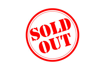 SOLD OUT - Red Rubber Stamp with text SOLD OUT 

