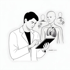 “Doctor Using Digital Tablet to Study Human Anatomy – Modern Medical Education Concept”
