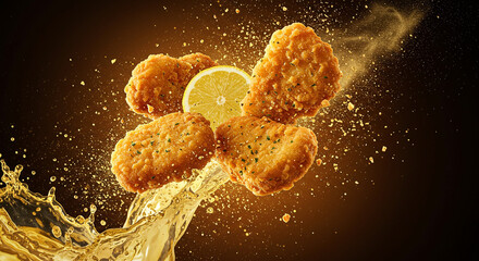 Lemon Fried Chicken Nuggets Splash