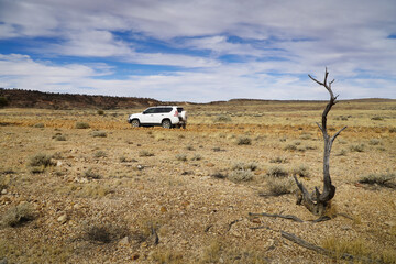 desert landscape with open plains,rugged terrain, remote travel in the Painted Desert