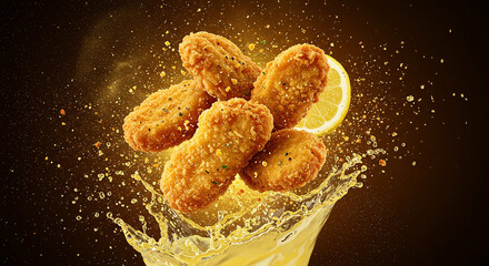 Lemon Fried Chicken Nuggets Splash