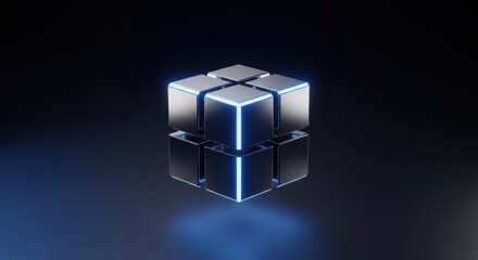Obraz premium Minimal floating crest-like cube, Iconic Brand Presence