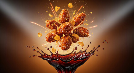 Crispy Garlic Chicken Splash in Soy Glaze