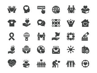 Set of Charity Icons. Solid icon series