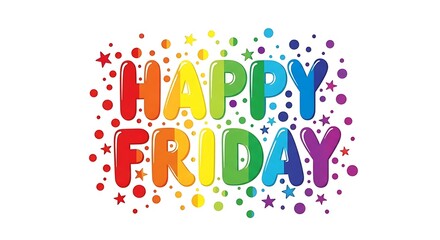 Happy Friday colorful typography design with confetti