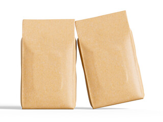 Realistic coffee pouch packagaing 3d render for mockup collection