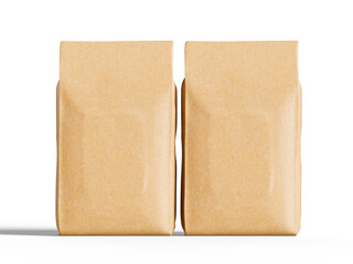 Realistic coffee pouch packagaing 3d render for mockup collection