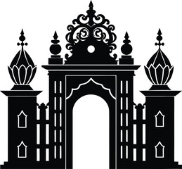 Ornate golden palace gate with intricate royal carvings