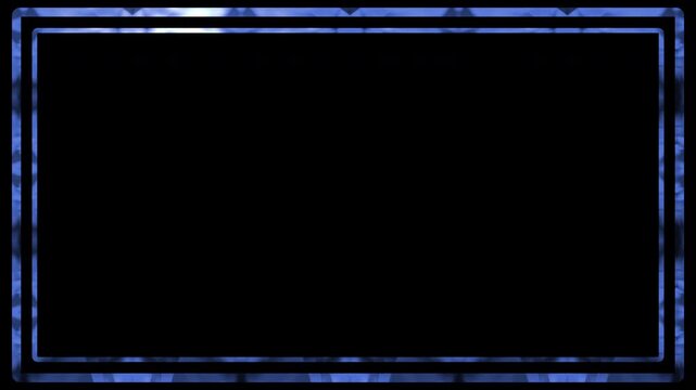 Neon facecam overlay of shiny blue rectangular frame glowing against a black background. Perfect for social media promotions, and colorful designs.