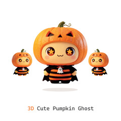 Cute 3d pumpkin ghost characters