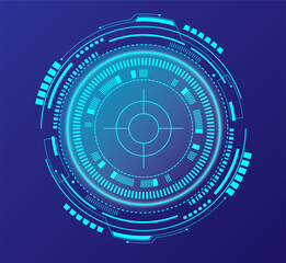 High-Tech UI Layout Featuring Crosshair and HUD Elements