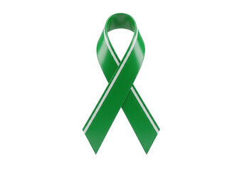 Green ribbon with white stripes isolated on a transparent background