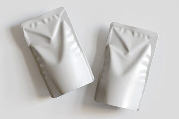 Realistic pouch packaging for mockup collection white color
