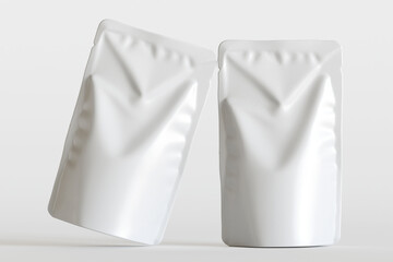 Realistic pouch packaging for mockup collection white color