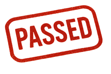 Red rubber stamp with the word passed isolated on transparent background