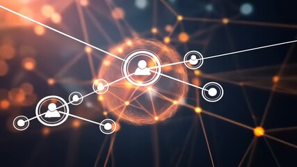 Abstract digital network with people icons and glowing connections for social media - Powered by Adobe