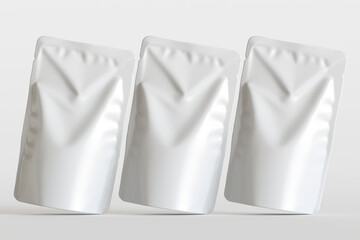 Realistic pouch packaging for mockup collection white color