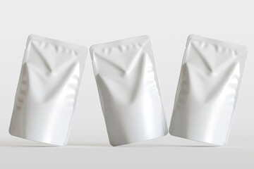 Realistic pouch packaging for mockup collection white color