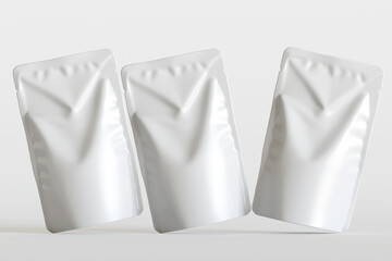 Realistic pouch packaging for mockup collection white color