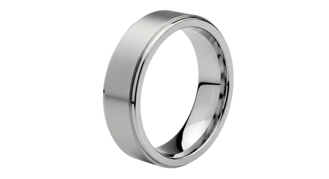 Simple silver band ring isolated on transparent background