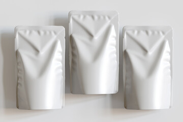 Realistic pouch packaging for mockup collection white color
