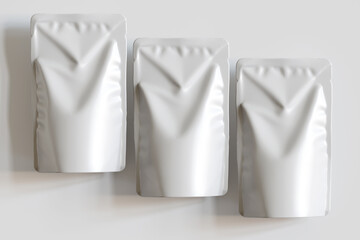 Realistic pouch packaging for mockup collection white color