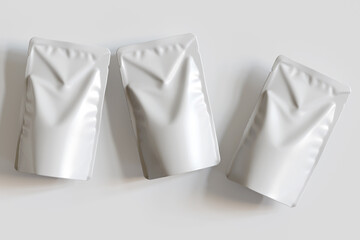 Realistic pouch packaging for mockup collection white color