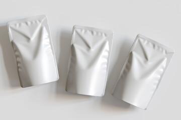 Realistic pouch packaging for mockup collection white color