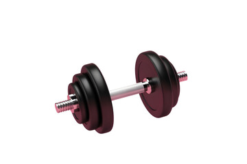Fototapeta premium Black dumbbell with silver handle for fitness and strength training on transparent background