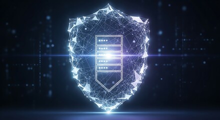 Cybersecurity shield with network connection background for data protection concept