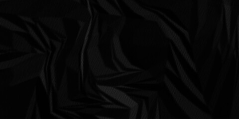 Black paper wrinkled texture for background space. Rough black paper. Paper texture, recycled creased paper background.	
