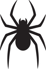 Black silhouette of a spider with eight legs on a white background