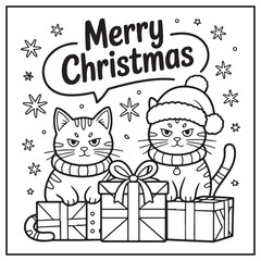 Naklejka premium Merry Christmas Coloring Pages