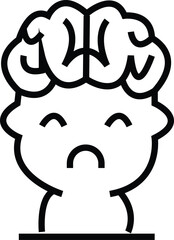Brainy Cartoon Character Line Art: Simple Vector Illustration of a Head with Exposed Brain, Cute and Minimalist Design