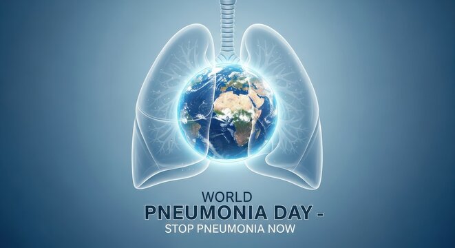 World pneumonia day awareness with earth inside glowing lungs
