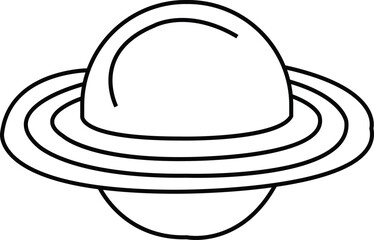 Saturn Planet Outline Vector Illustration: Simple Black and White Drawing of Ringed Gas Giant for Coloring Pages and Space Education Resources
