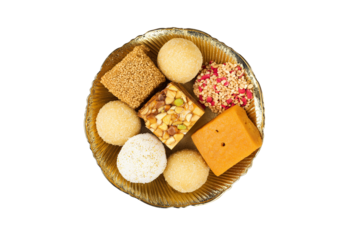 Indian sweets platter assorted mithai laddu barfi peda traditional desserts