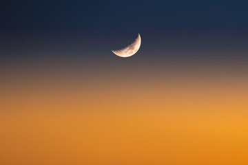 Background night sky of with crescent moon,and stars .Background Greeting card for the holy month...