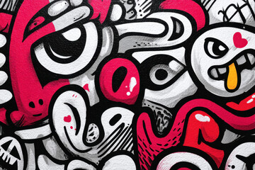 Bold wallpaper with graffiti-style abstract doodles