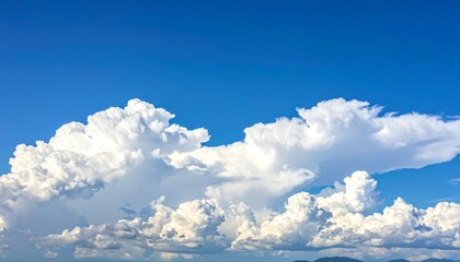Fototapeta premium Vivid blue sky filled with fluffy white cumulus clouds