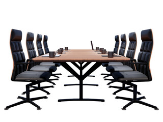 Elegant Boardroom with Modern Wood Table and Executive Leather Chairs