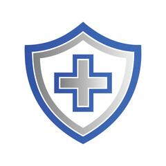 Fototapeta premium Blue cross logo or icon isolated on a white background, a medical symbol for first aid and health services