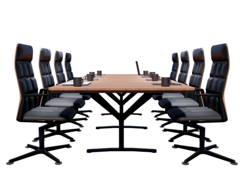 Elegant Boardroom with Modern Wood Table and Executive Leather Chairs
